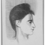 Kvinna i profil, litografi